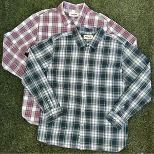 Lot of 2 Guideboat Co. Cotton Canvas Scotland Plaid Tartan Button Up Shirts XL